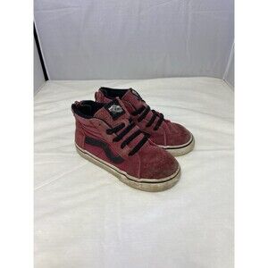 Vans Off The Wall Old School Rare Sample Red Suede Canvas Shoe Youth Size US 8C
